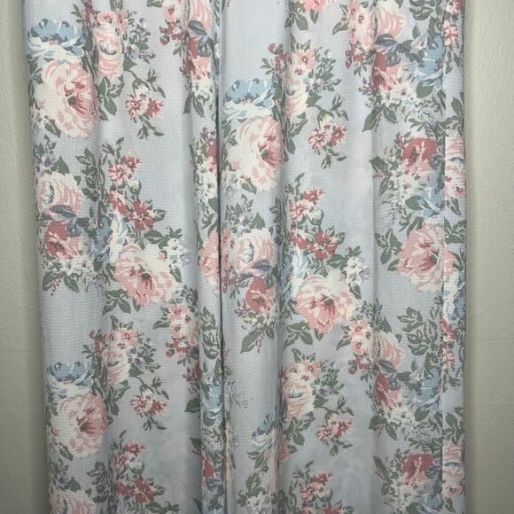 WAYF Blue Floral Wide Leg Pull On Pant Sz Small Pockets Cottage Travel Boho USA - Picture 4 of 10